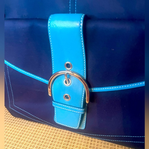 Coach Hampton Double Turnlock Satchel Tote - Picture 8 of 13